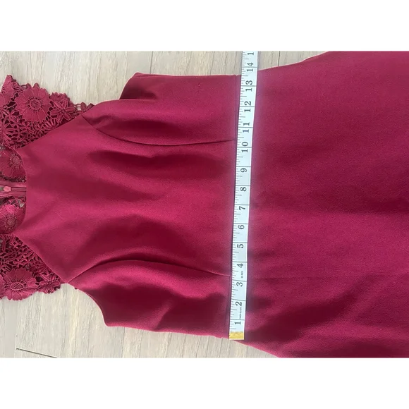 Lulus Burgundy Lace Open Shoulder Bodycon Mini Dress Medium - Picture 7 of 9